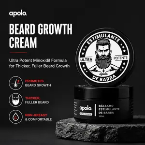 Apolo Ultra Potente Minoxidil Beard Growth Cream, Men's Thickening Formula, Wake Follicles, Repair Sparse Beard & Improve Severe Alopecia Beard