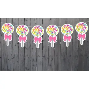 Lollipop Pink Bow Garland, Lollipop Banner, Candy Garland, Candy Bar Banner, Candy Birthday, Candy Decoration, Candy Buffet, Photo Prop