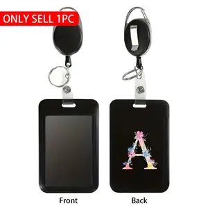 Retractable Badge Holder, Portable ID Card Reel, Card Sleeve with Breakaway Safety Clip-on, Adjustable Nylon Cord & Metal Spring Clip for Nurses, Teachers & Office Workers, Badge Reels Retractable