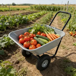 SAVEYOUR Two-Wheeled Garden Cart with 10 Inch Pneumatic Gray Wheels Heavy Duty Utility Cart 35L Capacity Non-Porous Design for Versatile Use