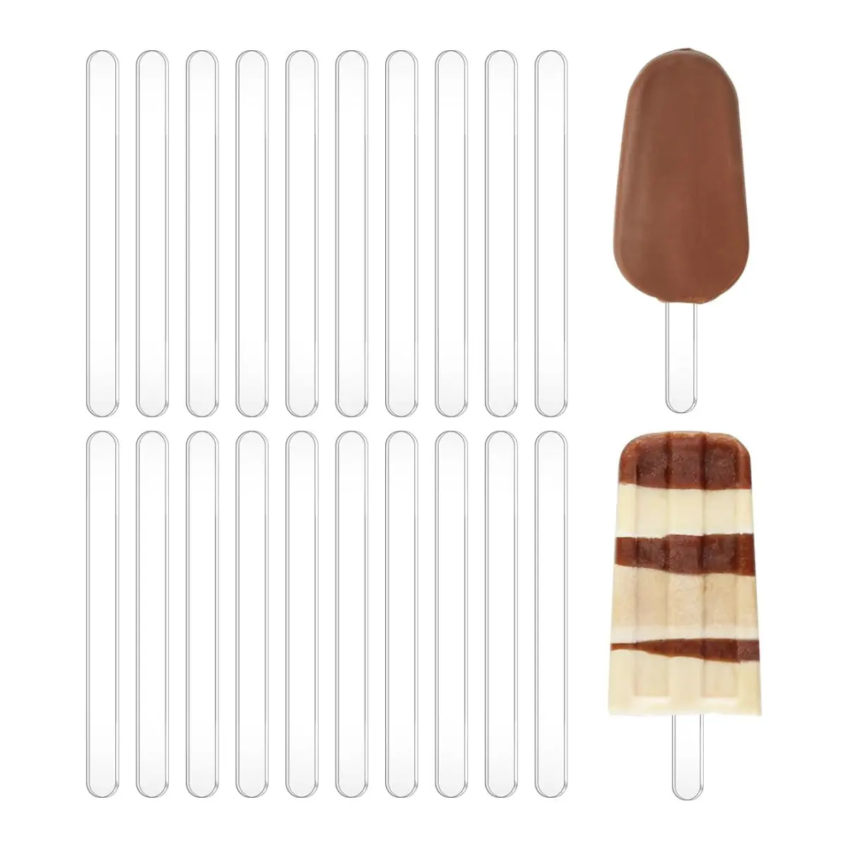 20 Pack Reusable Acrylic Popsicle Sticks, 4.5 Inch Ice Pop Mold Sticks