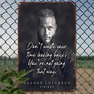 Vintage Man with Beard in Viking Armor Iron Metal Tin Sign, 1 Count Wall Art for Home Decor and Holiday Decorations, Decorative Plaque, Rustic Design