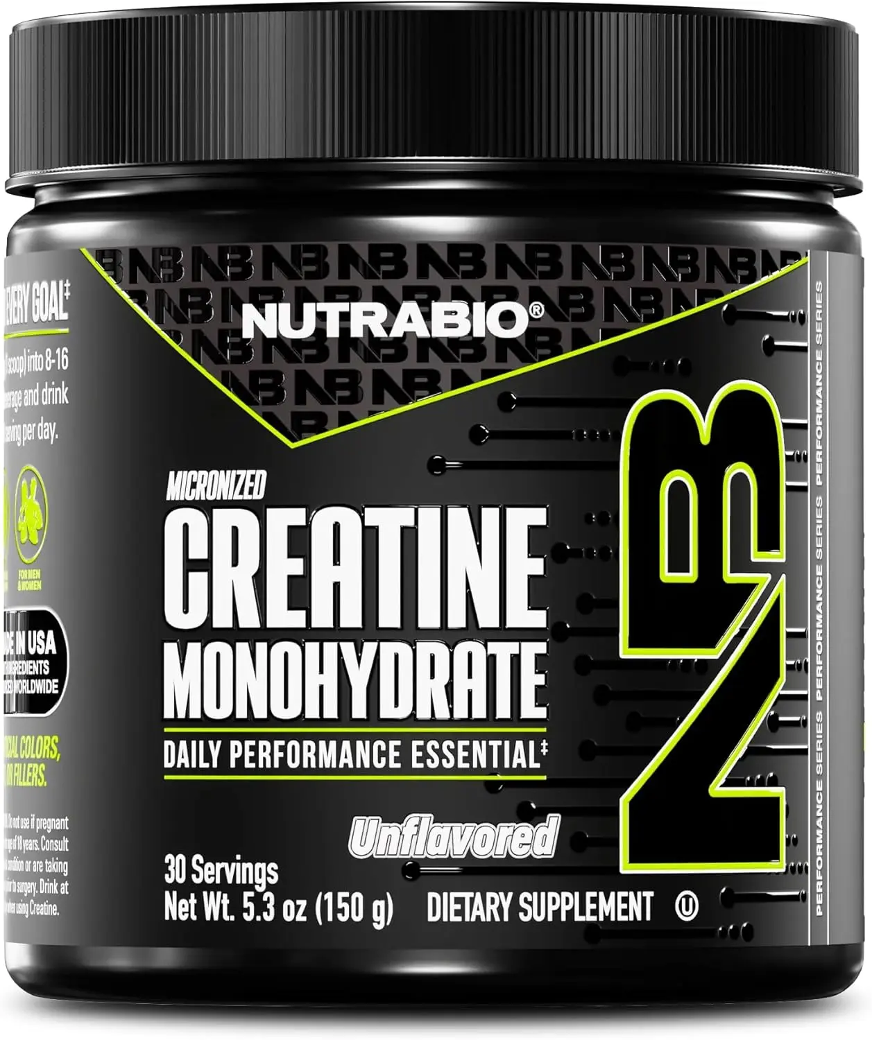 NutraBio Pure Micronized Creatine Monohydrate Powder Supplement, Unflavored, (150 g) - Supports Bulk Muscle Energy, Recovery, and Strength - HPLC Tested Creatine Powder Supplement for Men and Women