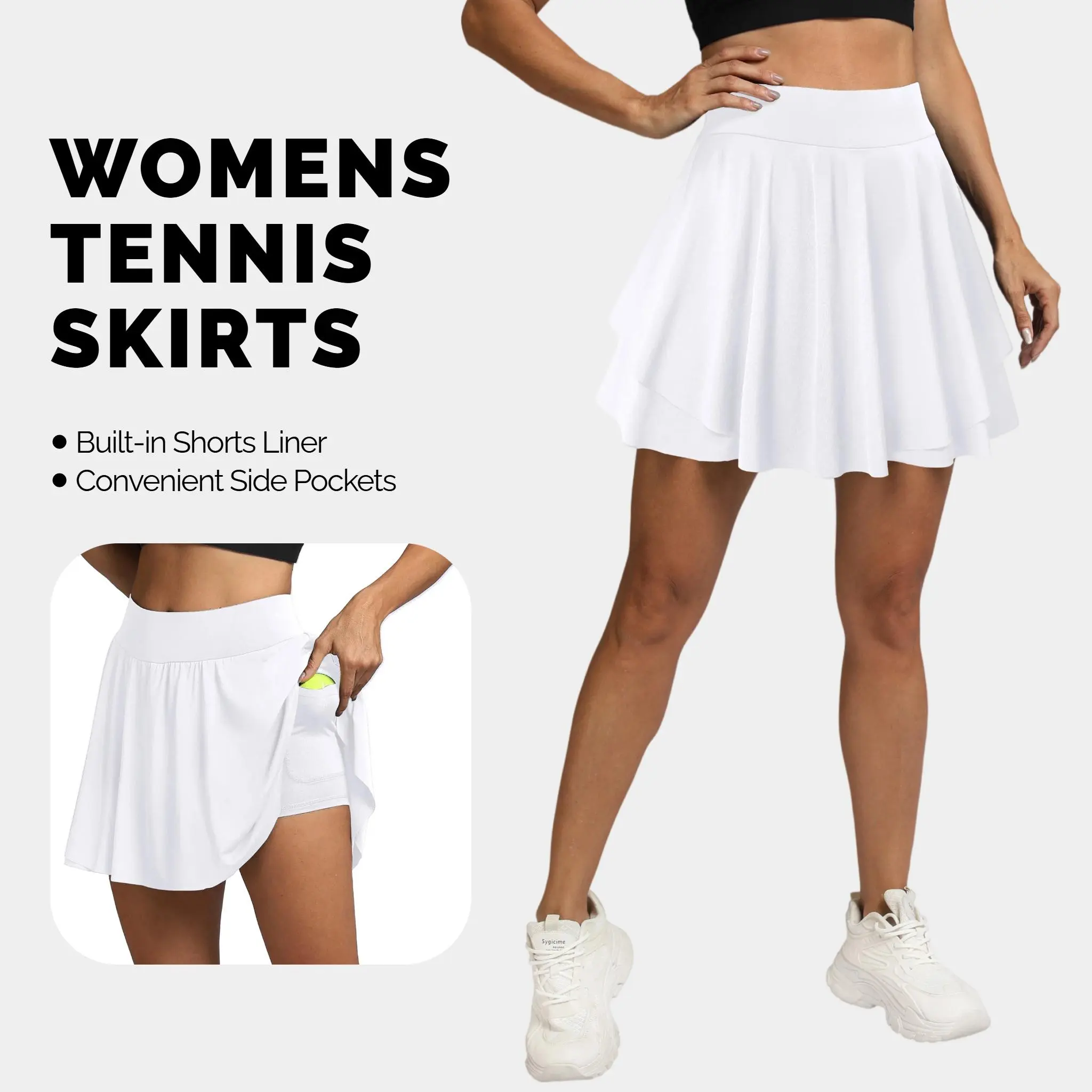 Tennis Skirts for Women with Pockets High Waisted Athletic Golf Skorts Pleated Skirts for Running Workout Casual