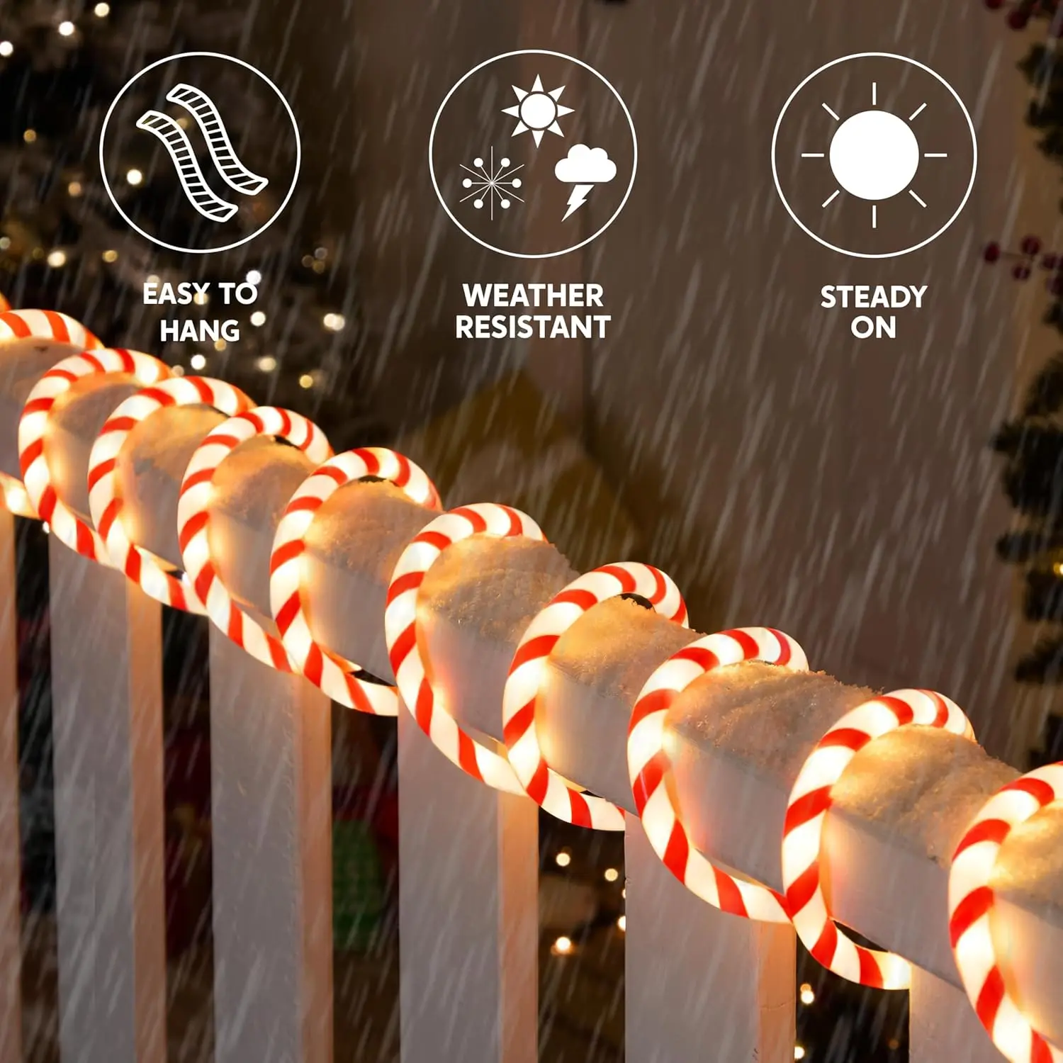 Clow Star Solar Tube Lights, 33Ft 200 LED Warm White/Red & Cool White Candy-Style, 8-Mode Outdoor Garden Wedding Decoration Lights