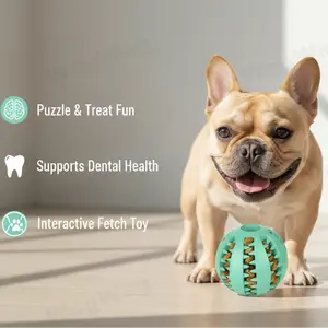 Interactive Dog Puzzle Ball for Small & Medium Breeds - Fetch, Treat Dispenser, Slow Feeder & Chew Toy for Boredom Relief & Dental Health