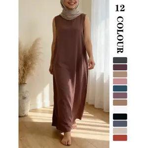 Muslim Sleepwear inner dress, Comfortable Fabric Sleeveless Long Dress, 12 Colors + 5 Sizes, Soft and Flowy, Perfect for Friday & Outdoors