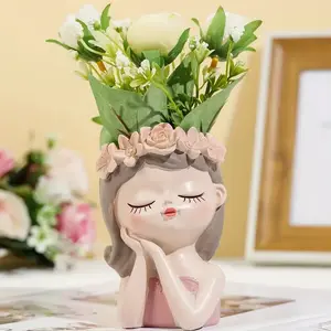 Cute Girl Face Planter Pot, Resin Succulent Plant Holder, Creative Home Decor, Add Magic to Your Life, Unique Gift Idea, Resin Flower Pot, Home Decor Pots