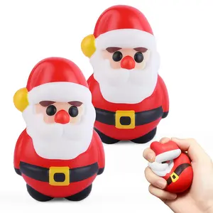 Cute Santa Claus Stress Ball- Festive Christmas Shelf Holiday Decoration Relief Squeeze Toys for Kid Adult Gift Collect