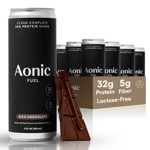 Aonic Fuel Protein Shake - 32g Protein, 5g Fiber, Lactose-Free, Non-GMO, Rich Chocolate Flavor, 11 fl oz, Energy Boost for Post-Workout & Mornings