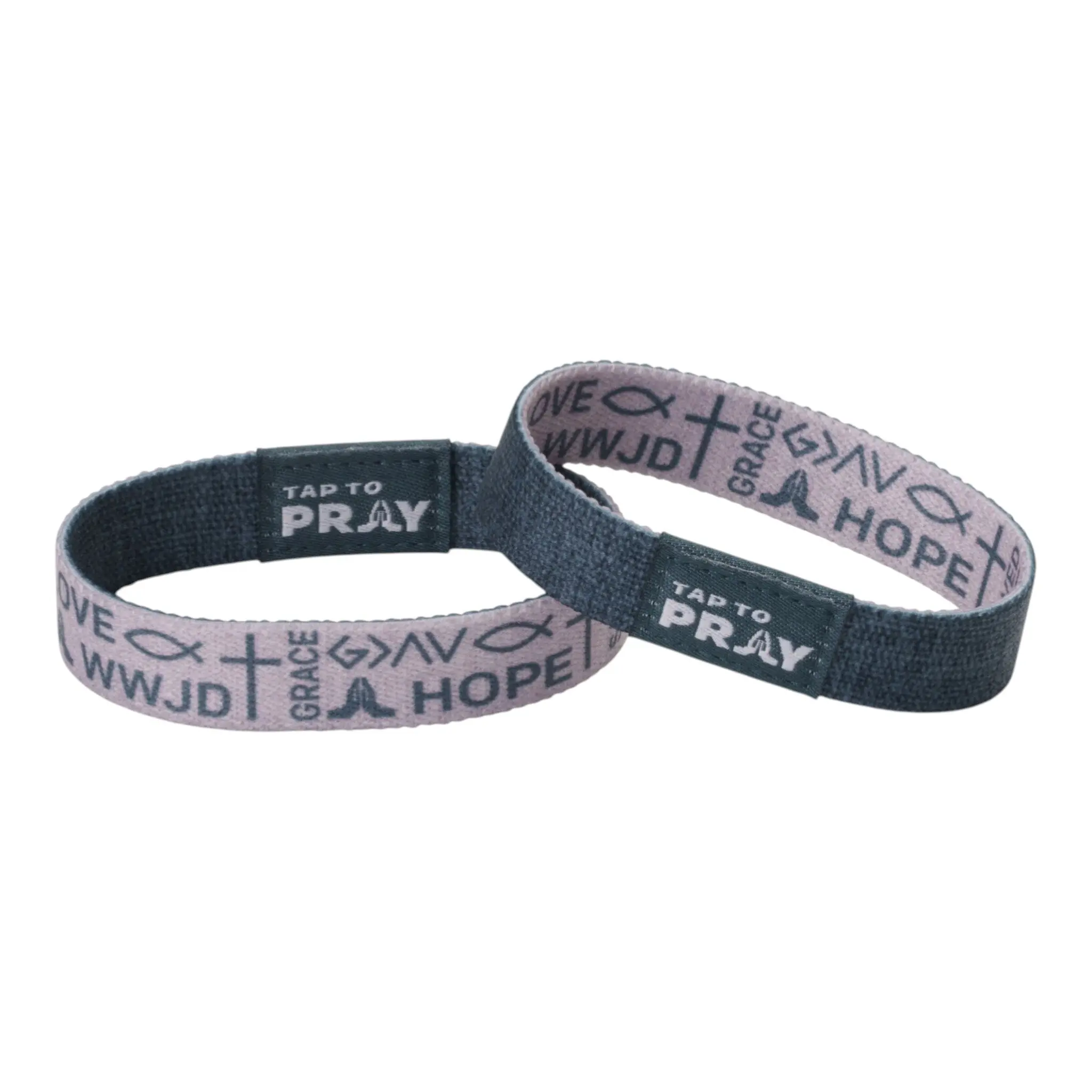Tap To Pray® Wristband – Symbols of Faith - Taupe