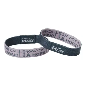 Tap To Pray® Wristband – Symbols of Faith - Taupe