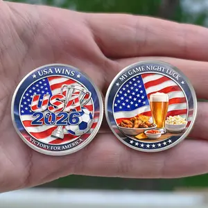 2026 USA Soccer Challenge Coin – Silver Game Night Lucky Coin Collectible Gift for Fans