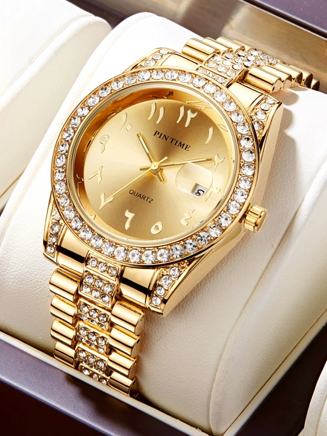 Men's Quartz Wristwatch Luxury Hip Hop Style, Diamond Wrist Watch, Diamond Jewelry Case, High-End Design, Perfect Christmas Gift, Wedding Gift Choice, Quartz Analog Watch, Quartz Watches, Analog Wristwatches