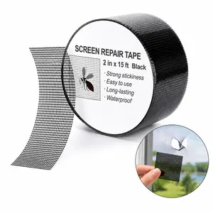Black Screen Repair Tape for Windows & Doors, 2 in x 15 ft Self Adhesive Fiberglass Mesh Patch Kit for Screen Holes & Tears