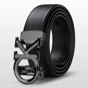 Unisex Luxury Leather Belt – Automatic Metal Buckle for Men & Women