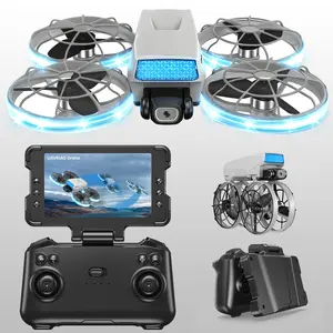 Foldable Screen Remote Control Drone with High-Definition Camera Upgraded Foldable Remote Detachable Lanyard 3D Flip Dual Batteries Propeller Protection One-Click Takeoff Landing Ideal Gift for Beginners and Adults rc helicopter