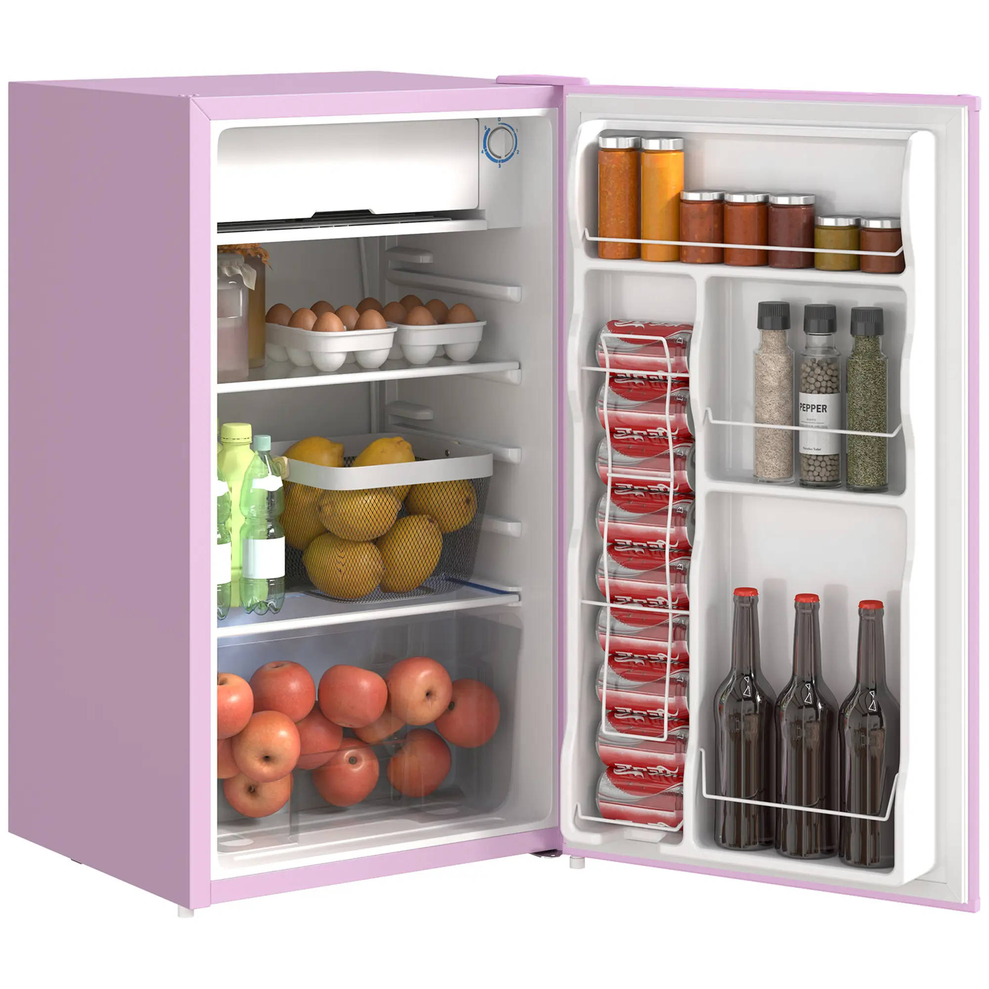 3.2 Cu.Ft Mini Fridge with Freezer – Single Door Compact Refrigerator with Adjustable Thermostat, Reversible Door, Crisper Drawer & Adjustable Shelf. For Dorm, Bedroom, Apartment or Office. Pink