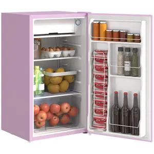 3.2 Cu.Ft Mini Fridge with Freezer – Single Door Compact Refrigerator with Adjustable Thermostat, Reversible Door, Crisper Drawer & Adjustable Shelf. For Dorm, Bedroom, Apartment or Office. Pink