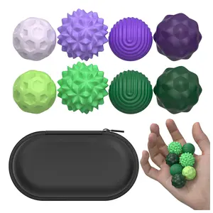 Fidget Balls Toy, Soft Ball Design, 8 Counts Silicone Sensory Stress Relief Toy, Quiet Executive Desk Fidget Toys for Office, Fun Textures Roller Travel Toys Gift