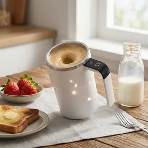 Automatic Self-Stirring Coffee Mug - USB Rechargeable Electric Mixing Cup for Coffee, Protein Shakes & Hot Cocoa - Perfect Gift for Office & Home (Black/White)