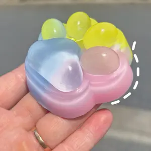 Three Color Rainbow Cat Paw Soft Pinch Cute Cat Paw Slow Rebound Pinch Stress Relief Birthday Gift Adult Stress Relieving Toys