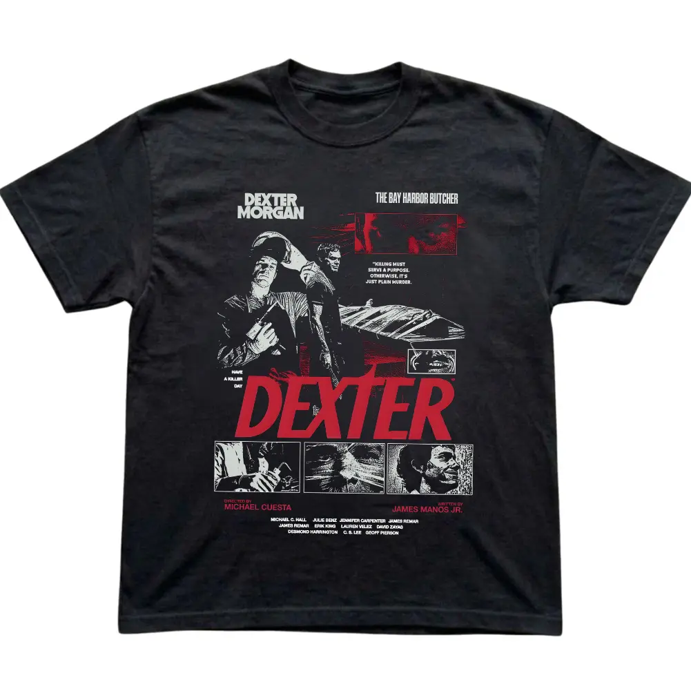 Dexter Morgan Bay Harbor Butcher T-Shirt, Vintage 90s Crime Drama Graphic Tee, Dark Thriller TV Show Shirt, Unisex Fan Gift