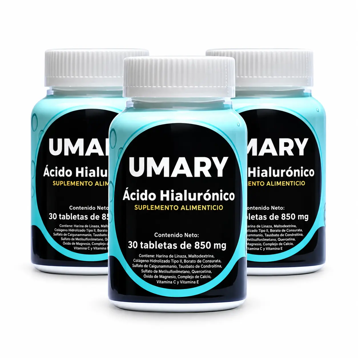 3 bottles Hyaluronic Acid 30 Capsules 850mg Daily Health Supplement New-- Healthcare Edible Fitness Dietary