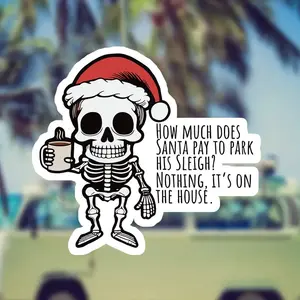 Skull Christmas Stickers, Humorous and Fun Christmas Stickers, Car Decoration Stickers, Laptop Stickers, IPad Stickers, Phone Case Stickers, Decorative Stickers, Water Bottle Stickers