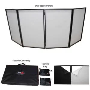 Pro X 4 Panel DJ Facade Black Collapse and Go Facade Panels W-Carry Bag | Black-White Scrims