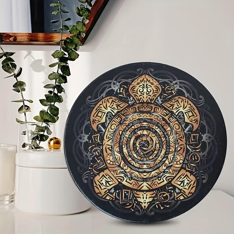 Mandala Frame Drum with Protective Shell & Wall Art Black Nylon Shamanic Drum for Sound Healing Spiritual Music and Meditation Durable Mandala Pattern Drums