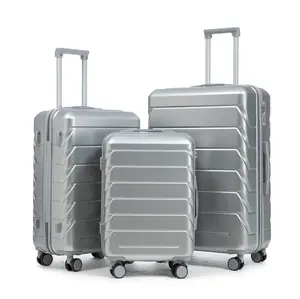 [DON'T MISS THIS DEAL] 20"/24"/28" 3 pcs/set in ABS Spinner Wheel Luggage, Matching Color , With Combination Lock (Silver)