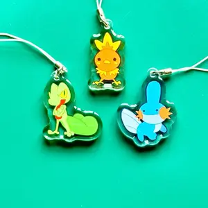 Pokémon 1.5” Acrylic Charms w/ Double Sided Epoxy: Generation 3 Starters