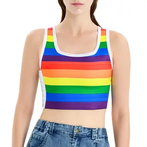 CuteStreet Transgender Tomboy FTM Chest Binder Rainbow Adjustable Affordable Breathable and Strong Compression Racerback Tank Top Trans Bra Binder Fit Womenswear Elastic Smooth