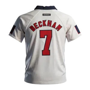 1998 England Retro Home No.7 Beckham Short Sleeves Long Sleeved Soccer Jersey Fan Version Top