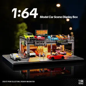Gift for Car Lovers 1:64 Scale Double-Decker Display Case with Large Capacity Parking Garage Diorama Landscape for Displaying Your Die-Cast Car Collection, Creative Home Office Decor, Ideal Birthday Gift for Adult Collectors (No Cars and Figures Included)
