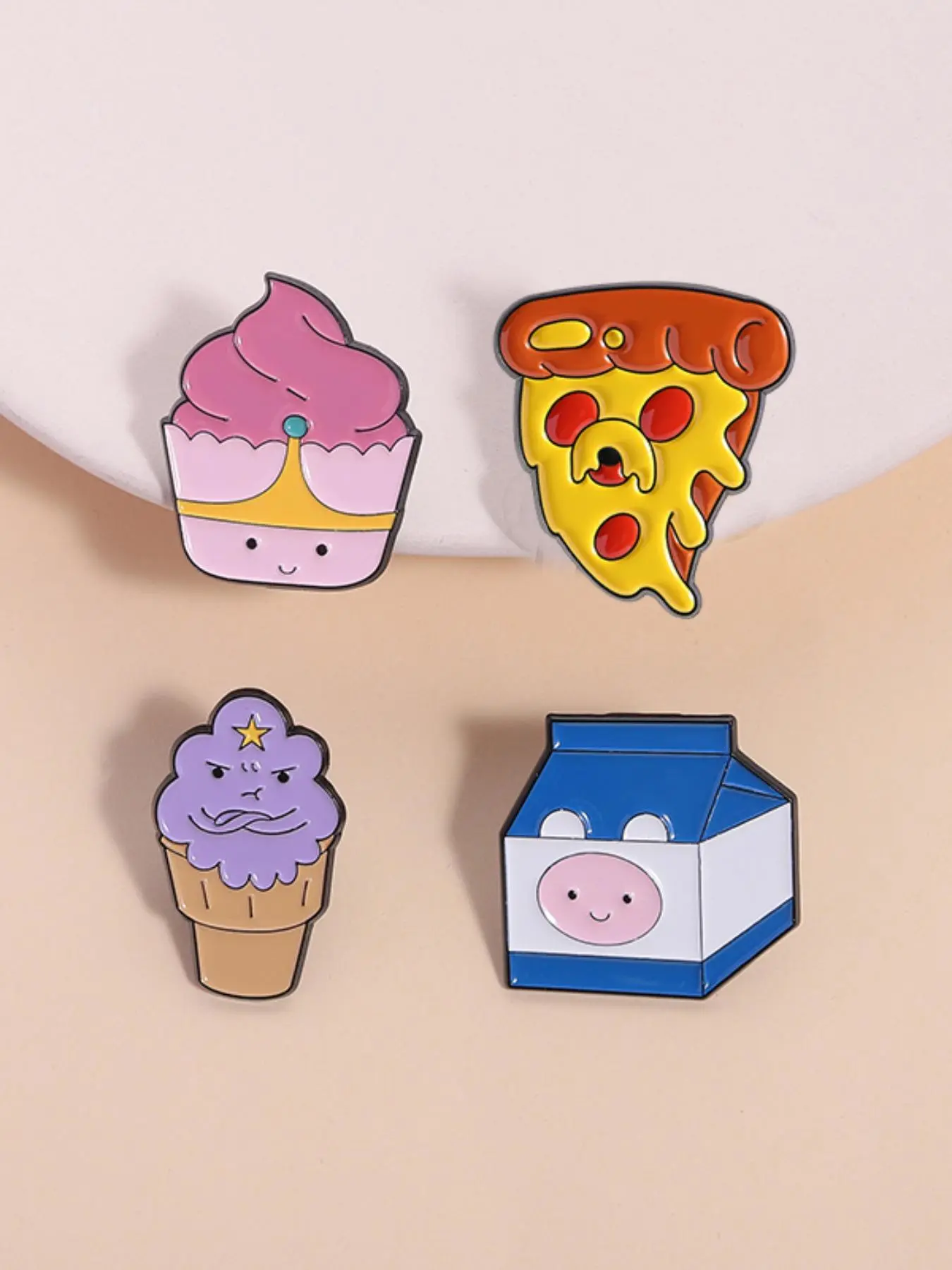 Cartoon Food Design Brooch, Cute Ice Cream & Pizza & Milk Box Design Brooch, Fashion Accessories for Women & Men