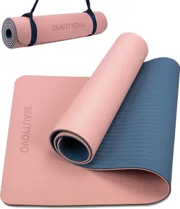 BEAUTYOVO Yoga Mat with Strap, 1/3 Inch Extra Thick Yoga Mat Double-Sided Non Slip, Professional TPE Yoga Mats for Women Men, Workout Mat for Yoga, Pilates and Floor Exercises