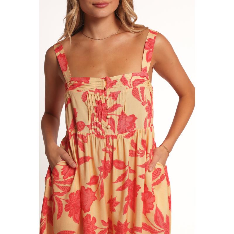 Nani Romper - Red Yellow Paisley Floral