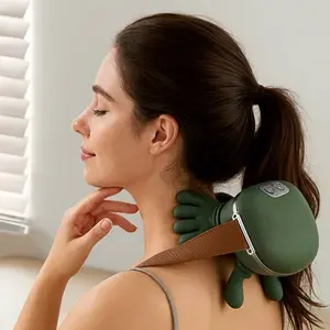 PulseHands Green Neck & Shoulder Massager with Control Buttons and Band Design for Muscle Relief Portable and Easy to Use for Home Office Gym or Travel