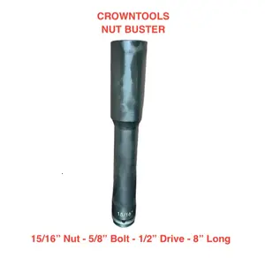 CROWNTOOLS Nut Buster 1/2" Drive x 15/16" Nut, Extra Deep Impact Socket 8'' long