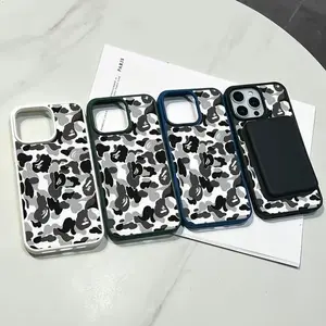 MagSafe Compatible Camo Phone Case for iPhone 17 16 Pro Max 15 Plus 14 13 12 11 XS - 1800G Strong Magnet, Lightweight Silicone Shockproof Cover, Trendy Camouflage Edge Style