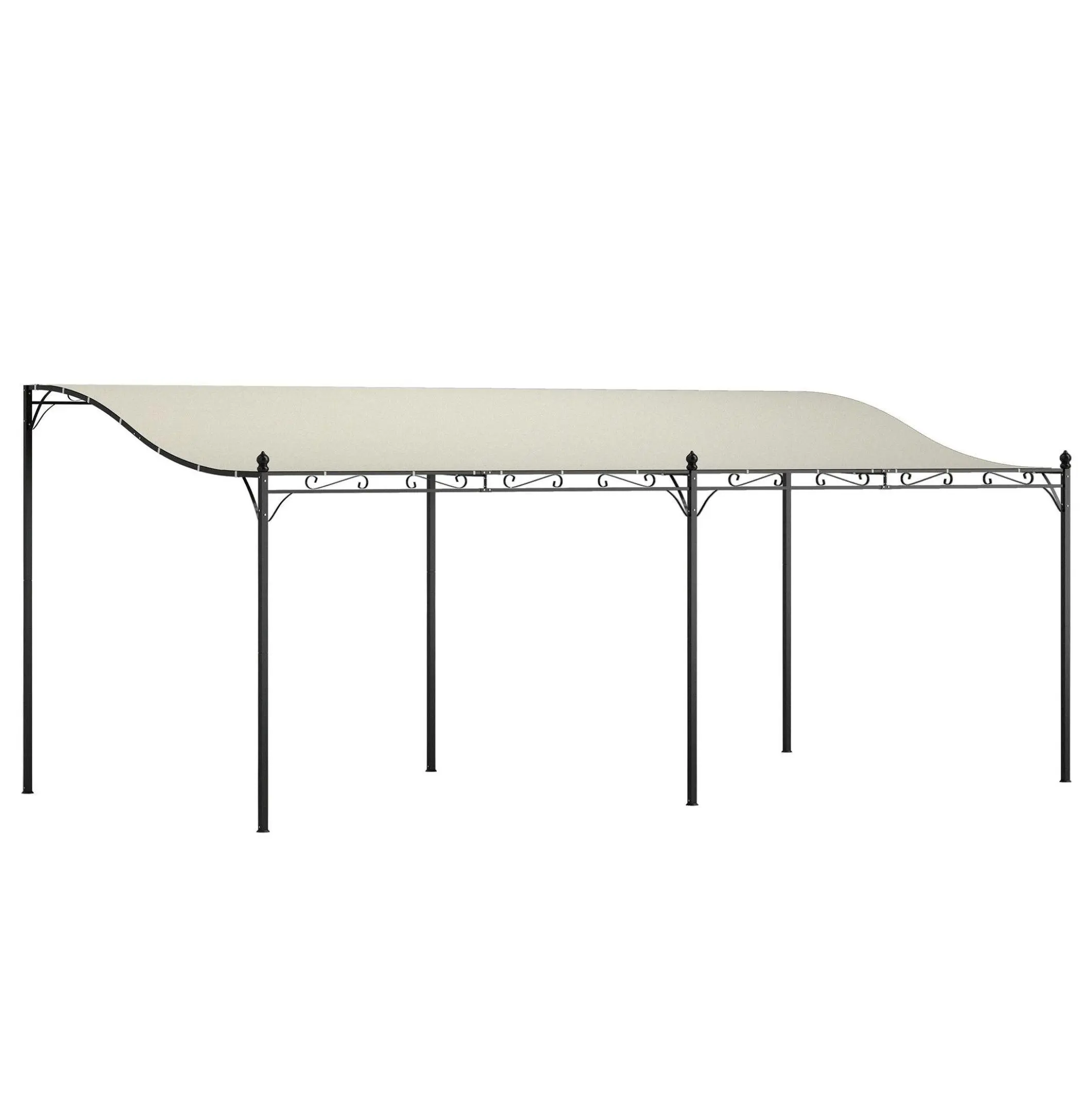10x20 Outdoor Pergola Canopy, Metal Patio Pergola with Drainage, Cream White