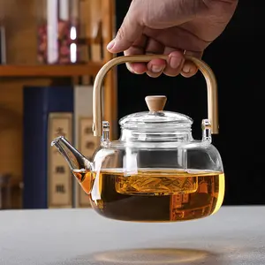 33.81oz Transparent Glass Tea Pot-High Borosilicate Material-Compatible with Open Flame and Electric Cooktop-Suitable for Home Kitchen-Tea Pot with Removable Infuser, Stovetop Safety Design - Ideal for Herbal and Loose Leaf Tea- Beauty Tea