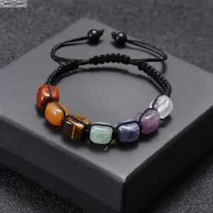 Seven Chakra Natural Stone Bracelet for Men & Women, Healing Energy Jewelry, Adjustable Amethyst Cord, Spiritual Balance, Stress Relief, Meditation & Yoga Accessory, Mindfulness Gift, Unisex Daily Wear