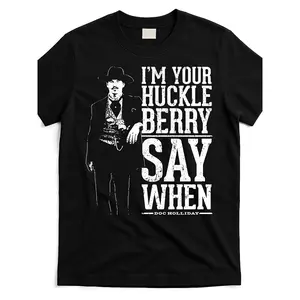 Monawear Men's Doc Holliday Graphic T-Shirt - "I'm Your Huckleberry" Vintage Western Design, Soft Breathable Cotton, Moisture-Wicking Crew Neck Tee for Running & Casual Wear, Weekend Outfit, Retro Style, Comfortable Material, Statement Shirt, Mature Style