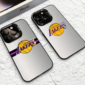 Teams Logo L-Los A-Angeles Lakers Phone Case For iPhone 17-12 Pro Max, Hollow Laser Aurora Case Iridescent Gradient, Smooth Matte Durable Scratch-Resistant, Anti-Fingerprint Protective Cover, Shimmer Effect, Gift Men Women
