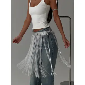 Artemas Studded Tassel Belt Silver