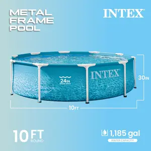INTEX 28207EP 10Ft X 30In Beachside Metal Frame Above Ground Pool Set w/ Pump