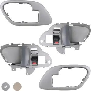 Interior Door Handle w/Bezel Kit (Gray) Compatible with 1995-2002 Chevy Chevrolet GMC Truck C1500 C2500 C3500 K1500 K2500 K3500 Suburban Tahoe Yukon Replaces 15708043 15708044